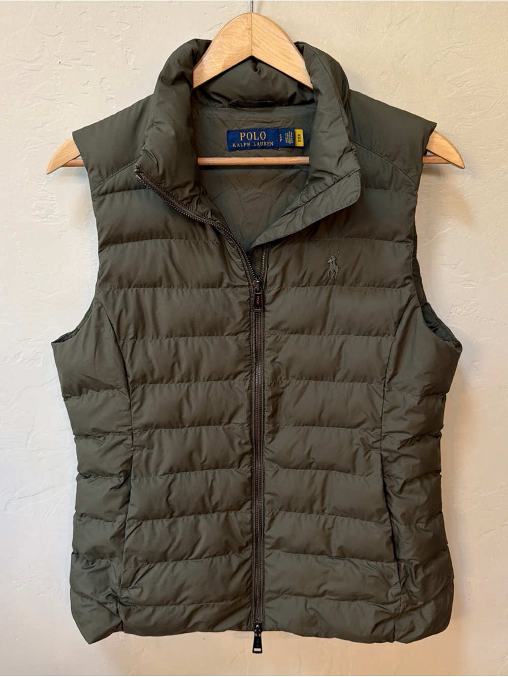 Polo Ralph Lauren Packable Down Puffer Vest Jacket Womens Size Small Army Green